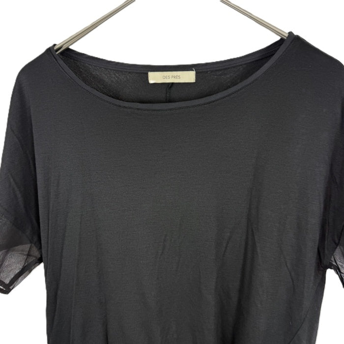 【中古】デプレ DES PRES 半袖カットソー そで口シアー素材 切り替え 透け感 ブラック 黒 i0807n0226