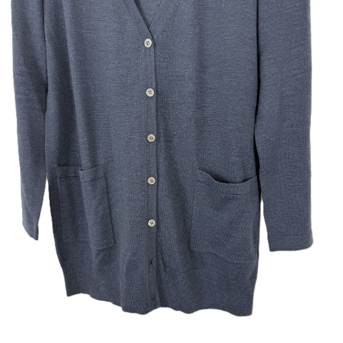 【中古】スキャパ SCAPA カーディガン 長袖 Vネック シンプル ウール ネイビー 紺 i0807n0213