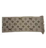 画像をギャラリービューアに読み込む, 【中古】ルイヴィトン Louis Vuitton マフラー ロゴマニア モノグラム グレー ウール シルク j0215pq005286
