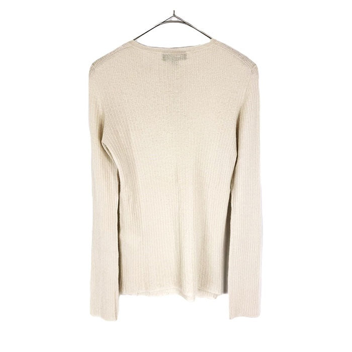【中古】ドゥロワー Drawer リブニット ヘンリーネック 透け感 カシミヤ ライトベージュ i0623k0063