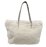 画像をギャラリービューアに読み込む, 【中古】BARNEYS NEW YORK バーニーズニューヨーク トートバッグ ファー ホワイト 大容量 ファートート クロコ調 i0718aq00629
