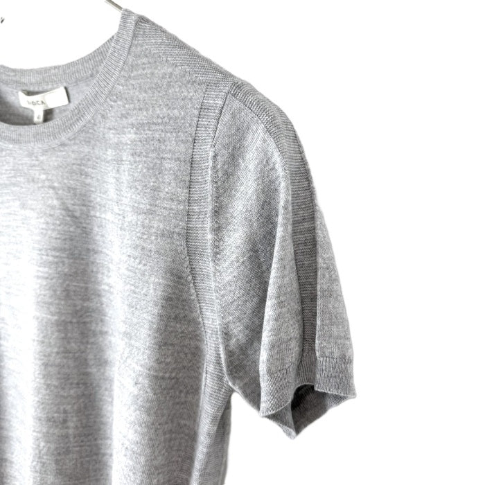 【中古】エポカ EPOCA クルーネック半袖ニット 薄手 透け感 シンプル ライト杢グレー i0818n0068