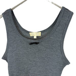 Load image into Gallery viewer, 【中古】ドゥロワー Drawer 細リブタンクトップ 胸元リボン シルク 薄手 透け感 チャコールグレー i0623k0010
