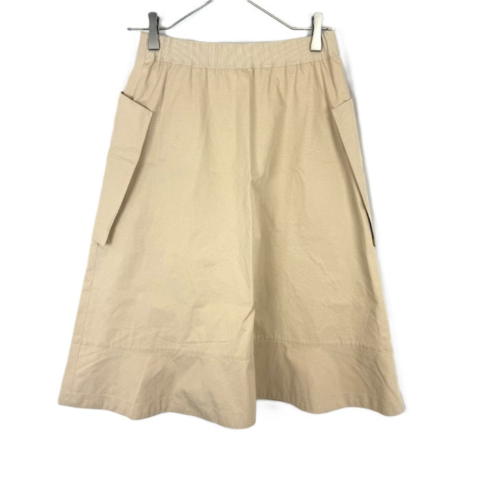 【中古】ドゥロワー Drawer スカート 台形 ひざ丈 パッチポケット シンプル コットン ベージュ i0624h00621