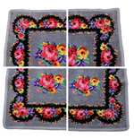 Load image into Gallery viewer, 【中古】フェイラー FEILER ハンカチ 2枚セット 花柄 ブラック グレー シュニール織 綿100％ i0728tq0041
