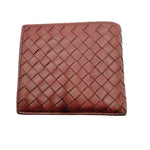 将图片加载到图库查看器，【中古】ボッテガヴェネタ BOTTEGA VENETA 財布 二つ折り イントレチャート 編込み くすみレッド i0606aq01952

