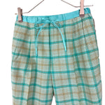 Load image into Gallery viewer, 【中古】ドゥロワー Drawer グレンチェックドロストパンツ コットン シルク エメラルドグリーン ベージュ i0805k00216
