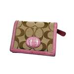 Load image into Gallery viewer, 【中古】コーチ COACH 二つ折り財布 シグネチャー ピンク コンパクト ウォレット i0724lq0160

