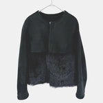 画像をギャラリービューアに読み込む, 【中古】Drawer ドゥロワー ムートンコート ブラック ファー切替 ノーカラー 羊革 i1219h003114
