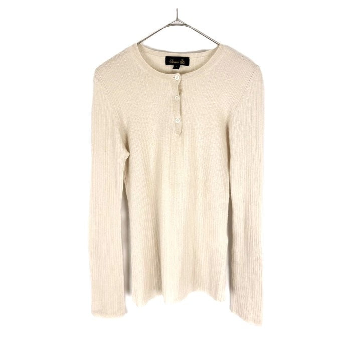 【中古】ドゥロワー Drawer リブニット ヘンリーネック 透け感 カシミヤ ライトベージュ i0623k0063