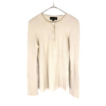 将图片加载到图库查看器，【中古】ドゥロワー Drawer リブニット ヘンリーネック 透け感 カシミヤ ライトベージュ i0623k0063
