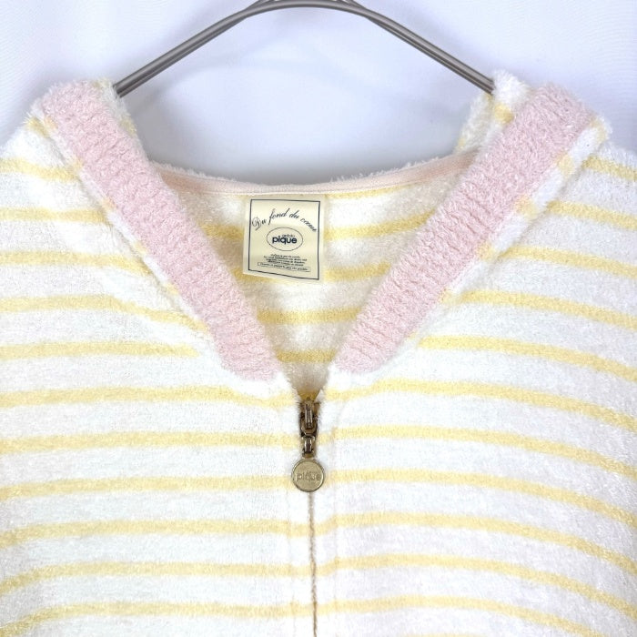 【中古】ジェラートピケ gelato pique パーカー 薄手 もこもこ ボーダー パステルカラー イエロー ピンク i0410wq0182