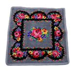 Load image into Gallery viewer, 【中古】フェイラー FEILER ハンカチ 2枚セット 花柄 ブラック グレー シュニール織 綿100％ i0728tq0041
