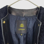 Load image into Gallery viewer, 【中古】Drawer ドゥロワー ファージャケット ネイビー 36  レザー切替 羊革 牛革 i1215h002156
