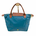 画像をギャラリービューアに読み込む, 【中古】Longchamp ロンシャン トートバッグ 小 青 ブルー ナイロン×レザー 折りたたみ可能 i1029pq03410
