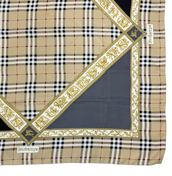 【中古】Burberrys バーバリーズ シルク スカーフ ベージュ ノバチェック 大判 シルク i0907oq02250
