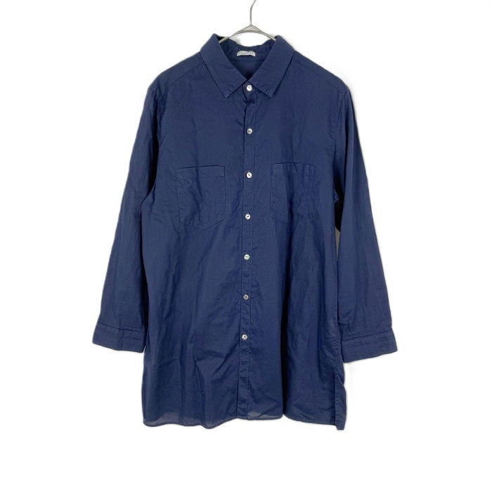 【中古】ギャルリーヴィー GALERIE VIE シャツ 8分袖 コットン 透け感 ネイビー 紺 i0703n0172