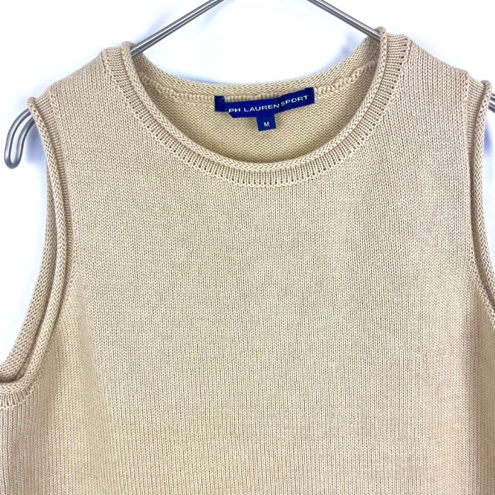 【中古】ラルフローレン RALPH LAUREN SPORT ノースリーブニット 裾絞り コットンニット シンプル ベージュ h0502wq040