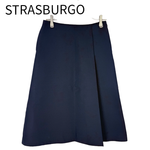 画像をギャラリービューアに読み込む, 【中古】ストラスブルゴ STRASBURGO シルク混 ウール フレアスカート ネイビー 40 i0925i01310
