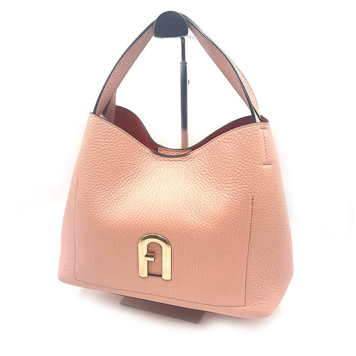 【中古】フルラ FURLA ハンドバッグ プリムラ ショルダーストラップ付 可愛い レザー サーモンピンク h1021hq00471