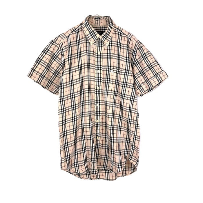 【中古】バーバリー BURBERRY 半袖シャツ 定番チェック柄 ロゴ刺しゅう ベージュ系 i0710lq02127