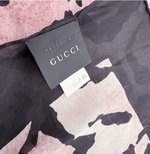 将图片加载到图库查看器，【中古】グッチ GUCCI レオパード柄 ストール ピンク ブラック 大判ショール j0405oq03975
