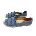 Load image into Gallery viewer, 【中古】マイケルコース MICHAEL KORS エスパドリーユ スリッポン デニム フリンジ ライトブルー ベージュ i0619wq0555
