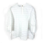 Load image into Gallery viewer, 【中古】ドゥロワー Drawer コットンピンタックショートスリーブブラウス マルチボーダー 透け感 ホワイト 白 i0421h00240
