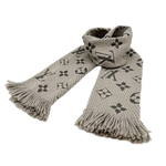 画像をギャラリービューアに読み込む, 【中古】ルイヴィトン Louis Vuitton マフラー ロゴマニア モノグラム グレー ウール シルク j0215pq005286

