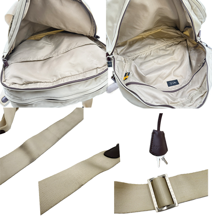 【中古】agnès b. アニエスベー ボストンバッグ 2WAY ショルダー付き ベージュ 大容量 軽量 トラベル i0727tq01410