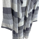 将图片加载到图库查看器，【中古】スリードッツ three dots フードカーディガン 太ボーダー ボタンレス グレー ダークグレー i0807n0203
