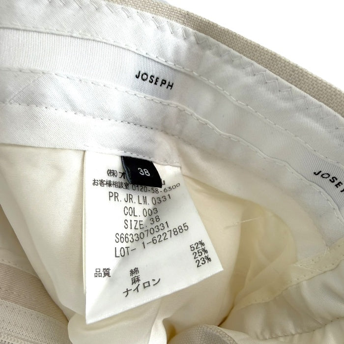 【中古】ジョセフ JOSEPH クロップドパンツ シンプル 薄手 透け感 リネン 生成り ライトベージュ i0828n0034