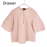 将图片加载到图库查看器，【中古】ドゥロワー Drawer シルク ボーダージャガード プルオーバーブラウス サーモンピンク サイズ36 j0508k0072020
