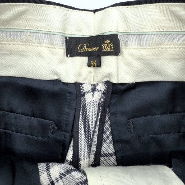 【中古】ドゥロワー Drawer タータンチェックパンツ コットン テーパード ネイビー ホワイト i0805k00116