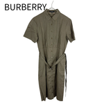 画像をギャラリービューアに読み込む, 【中古】バーバリー BURBERRY コットン 半袖 シャツワンピース カーキ 38 共布ベルト付き i1014n0018
