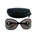 Load image into Gallery viewer, 【中古】ロエベ LOEWE サングラス 黒縁 大きめレンズ サイドステッチ風 ブラック 黒 i0429wq02120
