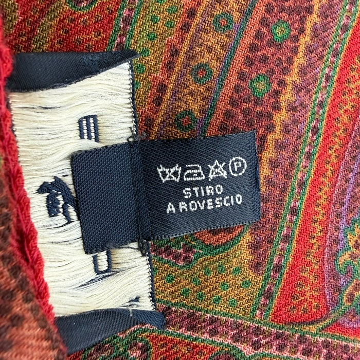 【中古】エトロ ETRO ストール スリム ペイズリー系 シルク混 柄 おしゃれ レッド 赤系 i0907oq02515