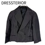 画像をギャラリービューアに読み込む, 【中古】ドレステリア DRESSTERIOR ダブルブレスト テーラードジャケット 麻 シルク リネン ブラック 38 i0623k01111
