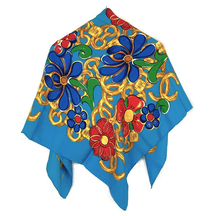 CHANEL チェーン花デザイン スカーフ未使用品