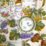 将图片加载到图库查看器，【中古】サルヴァトーレフェラガモ Salvatore Ferragamo スカーフ シルク 果物 食器柄 ネイビー アイボリー i0606aq02430
