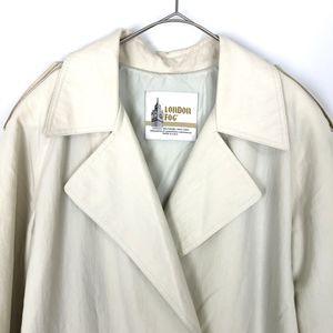 【中古】ロンドンフォグ LONDONFOG トレンチコート スプリングコート オーバーサイズ 肩パッド クリーム色 g0704k006