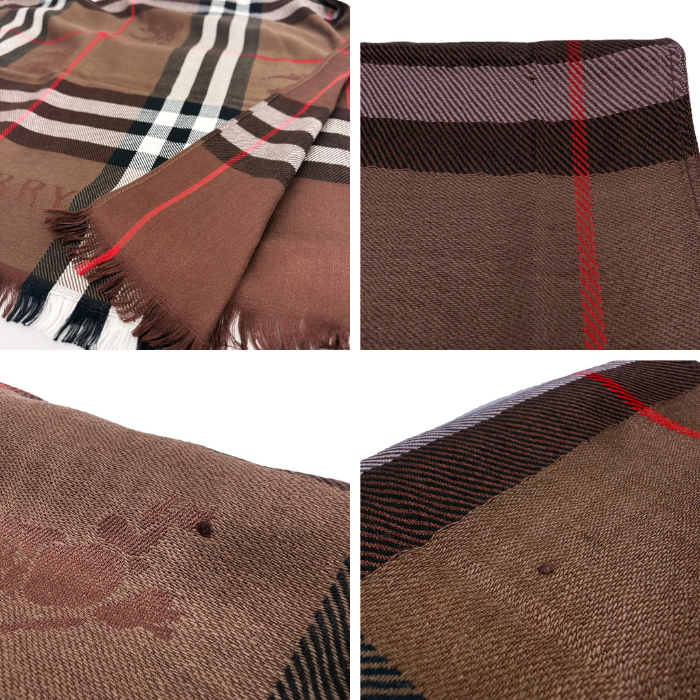 【中古】バーバリー BURBERRY ストール 定番チェック 大判 おしゃれ ダークブラウン こげ茶 i0731wq0165