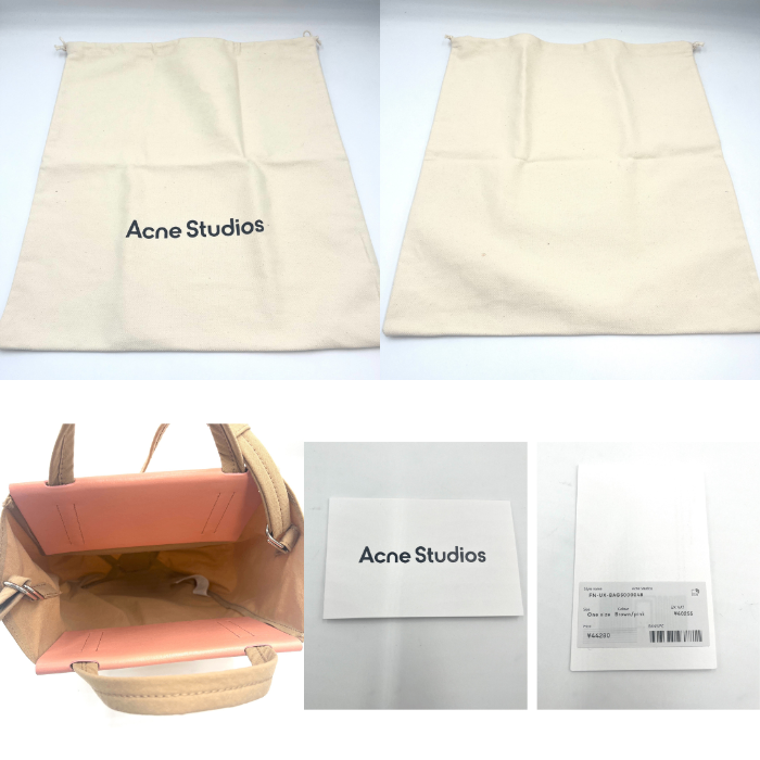 【中古】アクネストゥディオズ Acne Studios ショルダーバッグ ペイパリーナイロントートバッグ ベージュ サーモンピンク h0506aq007