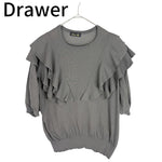 Load image into Gallery viewer, 【中古】ドゥロワー Drawer ニット フリル 半袖 グレー コットン j0915u00514
