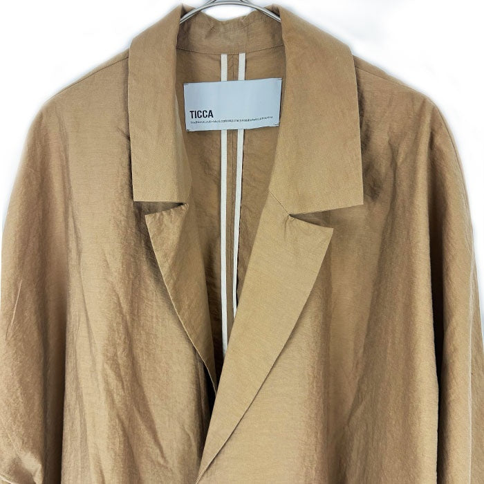 【中古】ティッカ TICCA チェスターコート スプリングコート 薄手 ゆったり ダークベージュ i0204i00810