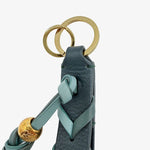 Load image into Gallery viewer, 【中古】ロエベ LOEWE キーホルダー ブレイデッド レザー 編み込み ロゴ型押し グリーン ゴールド j0805dq00851
