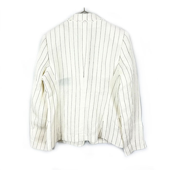 【中古】アクアスキュータム Aquascutum リネンジャケット ピンストライプ ホワイト ブラック i0413oq0216