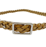 画像をギャラリービューアに読み込む, 【中古】ANGLO レザーベルト 細身 編込み メッシュベルト ベージュ i0731wq0041
