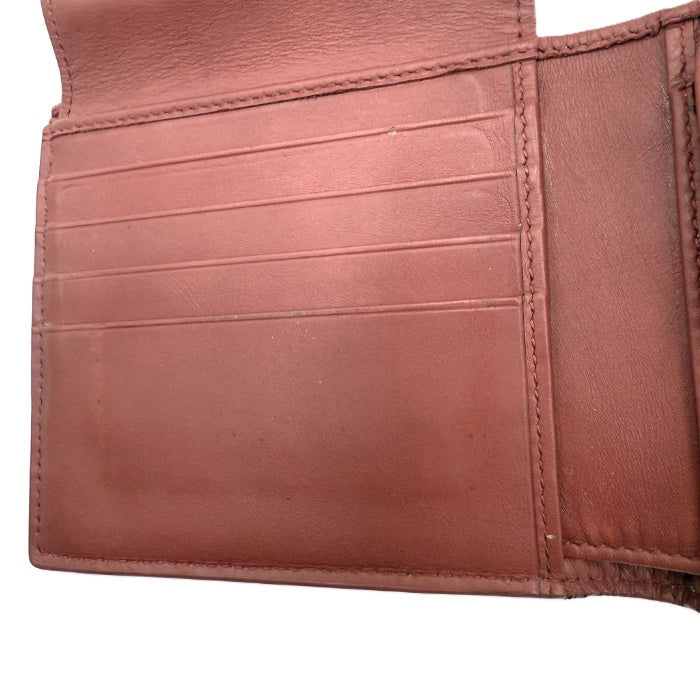 【中古】ボッテガヴェネタ BOTTEGA VENETA 財布 二つ折り イントレチャート 編込み くすみレッド i0606aq01952