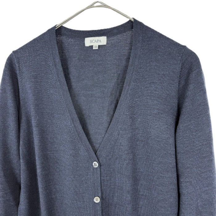 【中古】スキャパ SCAPA カーディガン 長袖 Vネック シンプル ウール ネイビー 紺 i0807n0213